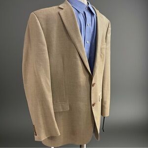 Preppy Ralph Lauren Beige/Tan Two-Button Wool Sport Coat 44 46 Long